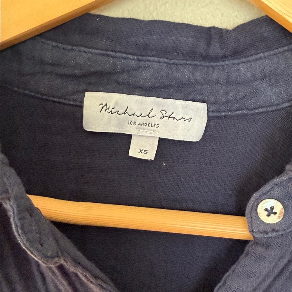 Michael Stars Allen Navy Button-Front Maxi Shirt Dress - Picture 3 of 5